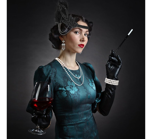 Diadema Gatsby De Los Años 20 Para Mujer, 6 Juego De Accesorios De Disfraz De 1920s Flapper Gatsby, Accesorios Para Disfraces De Fiesta Rugientes Con