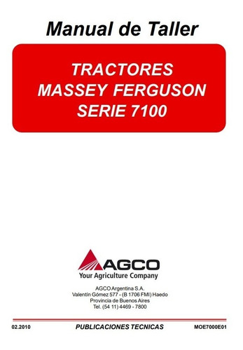 Manual De Taller Tractores Massey Ferguson Mf Serie 7100