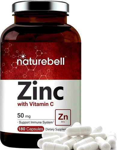 Naturebell Zinc 50 Mg Con Vitamina C, 180 Cápsulas De Eeuu