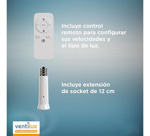 Kit 2 Lamparas Ventilador Ventilux Con Control Remoto