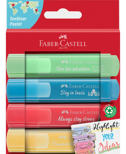 Destacador Faber Castell Pastel 4 Colores