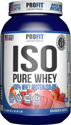 Whey Protein 100% Isolado - Iso Pure Whey 907g - Profit Labs Morango