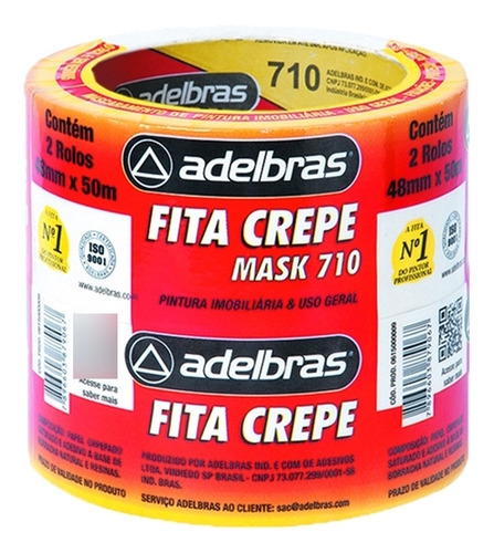 Fita Adesiva Branca Papel Crepe 18mm X 50m - 6 Fitas