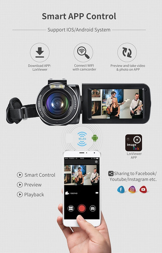 Cámara De Vídeo Profesional Full Hd 1080p, Videocámara