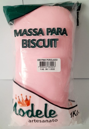 Massa Para Biscuit 1kg Pink Perolado Modele *macia