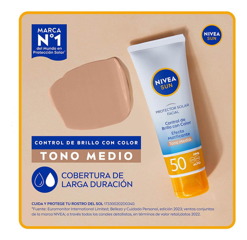 Protector Facial Nivea Sun Control De Brillo Tono Medio 50ml