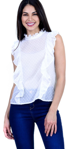 S778 Hermosa Y Fresca Blusa En Gasa Con Textura Sin Mangas Y