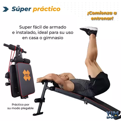 Maquina Banco Plegable Aparato Ejercitador Abdominales Fitness Gimnasio En  Casa Yim Sports