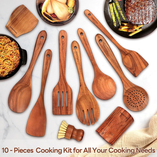 Cucharas De Madera Para Cocinar, Juego De Cucharas De Cocina