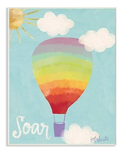 Stupell Industrias Soar Arte De La Pared Arco Iris Globo De