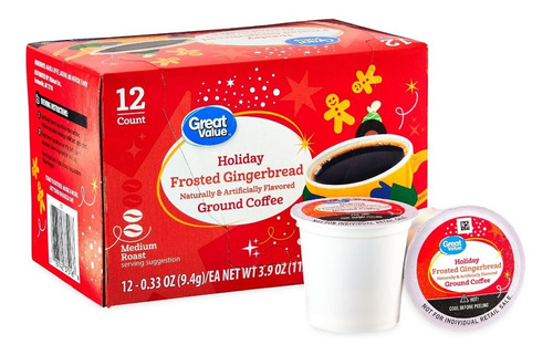 Great Value Holiday Frosted Gingerbread Ground Coffee 12 Ct