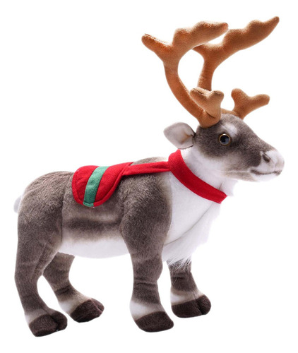 Muñeco De Peluche Navideño Con Forma De Reno Suave Con Cuern