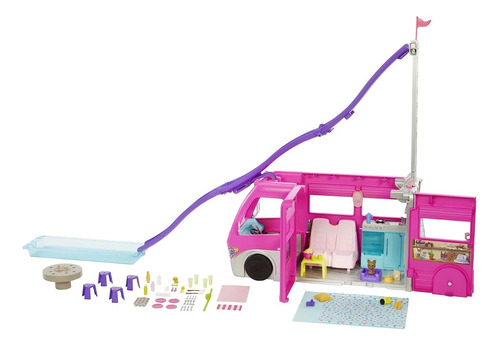 Barbie Dreamcamper; 60 Accesorios, Piscina Y Tobogán; Barbie