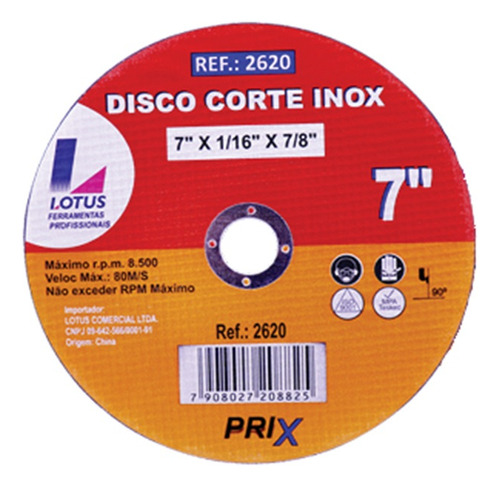 Kit 10 Discos Corte De Inox 7 Polegadas X 1/16 X 7/8 Cor Vermelho