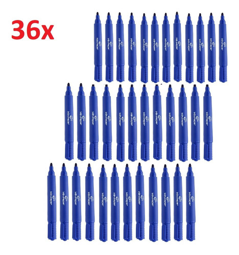 Canetao Tinta Azul Permanente Multiuso Kit 36 Marcador