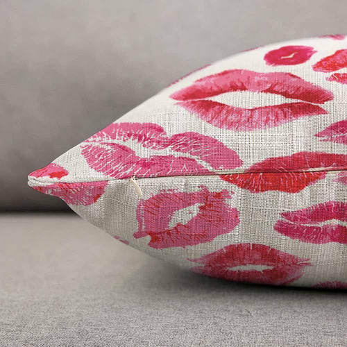 Funda De Cojín Estampado De Labios, Color Rojo, Sofá,...
