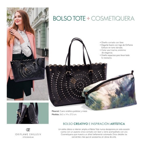 Imagen 4 de 5 de Bolso Tote Colección Mora Detalles Calados Oriflame Exklusiv