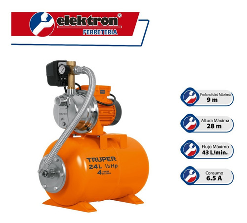 Imagen 3 de 4 de Bomba Hidroneumática 1/2 Hp, 24 Litros, Truper
