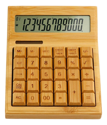 Contador De Calculadora Electrónica De Bambú Multifuncional