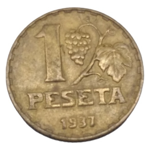 Moneda España 1 Peseta Segunda República Año 1937 Envio $57