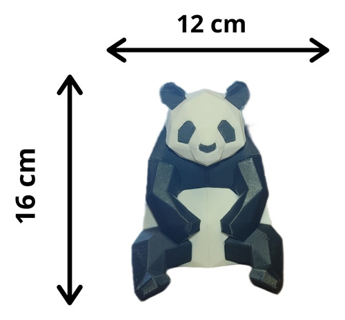 Panda Low Poly Miniatura Adorável Em Impressão 3d Pla 16cm