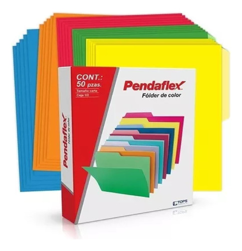 Folder Papel Carta Pendaflex 1/2 Ceja Color Surtido C/50 Pzs