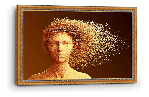 Cuadro Canvas Marco Clásico Mujer Pixeleada 80x120cm