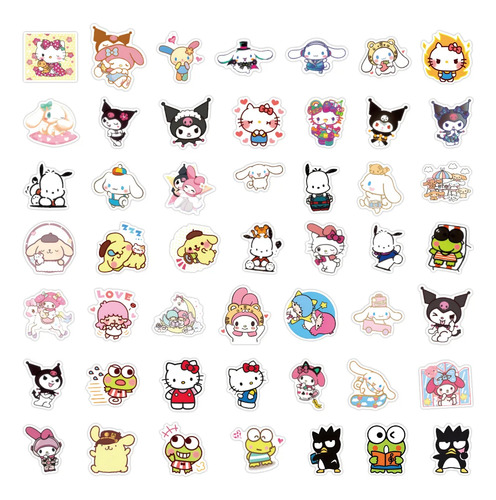 Kuromi Hello Kitty Melody Stickers Calcomanias Estampas 50p