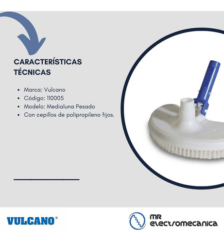 Imagen 3 de 10 de Barrefondo Cepillo Medialuna Pileta Piscina Vulcano