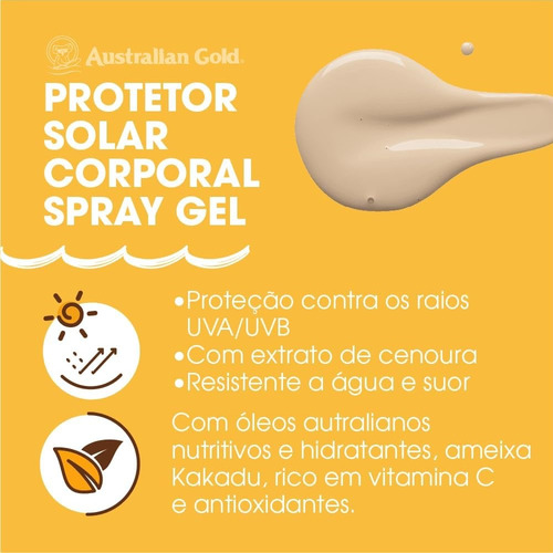 2 Protetor Solar Corporal Spray Fps30 Australian Gold 237g