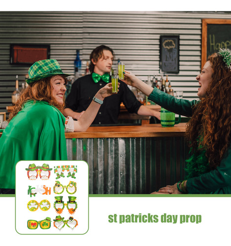 16pcs St Patricks Day Glasses Shamrock Paper Glasses Photo P