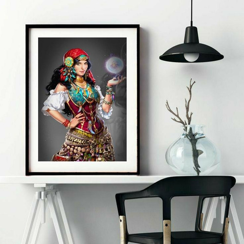 Cuadro decorativo de vidente gitano, 60 x 48 cm