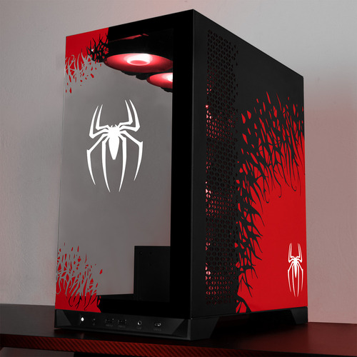 Gabinete gamer Xtreme Pc Gaming Cxtspinbk Spider-man Il V3 Edition media torre atx 5 fan Usb-c cristal templado Argb Negro