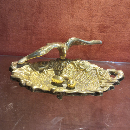 Estatuilla De Bronce Macizo Figura Pájaro Ave Animal Dorado (Usado)