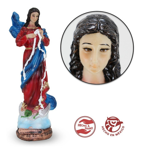 Virgen Desatanudos 30cm Resina Ojo De Vidrio Escultura