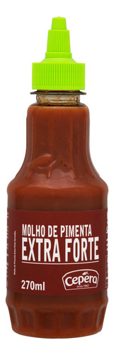 Molho de pimenta vermelha extraforte Sabores Cepêra sem glúten em squeeze 270 ml