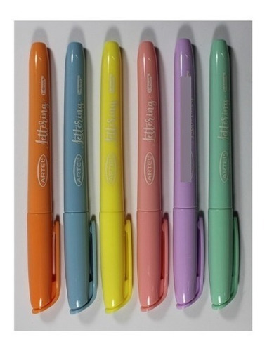 Imagen 3 de 3 de Marcador Punta Picel Brush Lettering 6 Colores Pastel Artel
