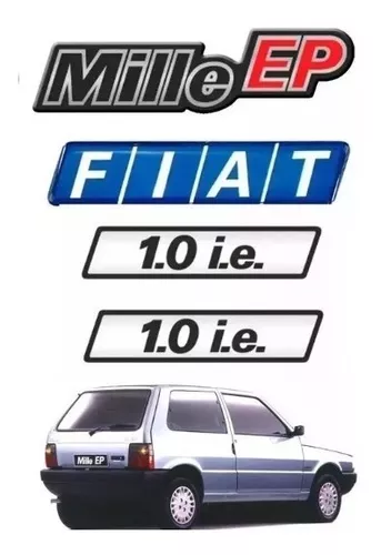 Kit Adesivos Fiat Uno Mille Ep 1.0 I.e Emblemas Resinado