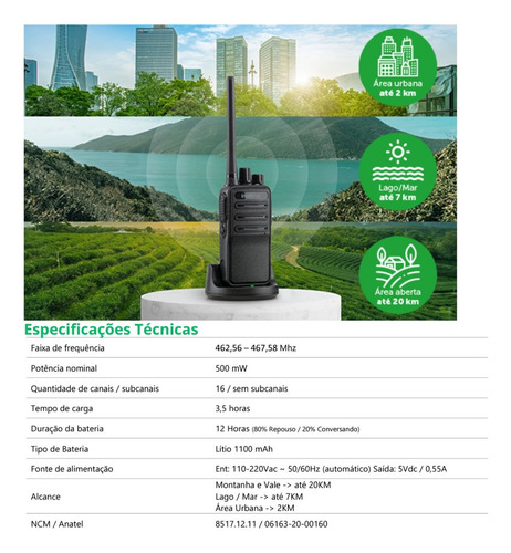10 Rádio Comunicador Intelbras Rc3002 Com 10 Fone Microfone Bandas De Freqüência Uhf Cor Preto