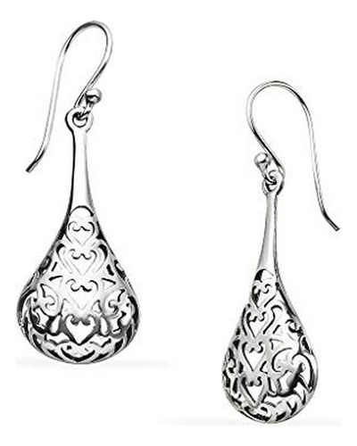 - 925 Sterling Silver Delicate Drop Dangle Earrings, Filigre