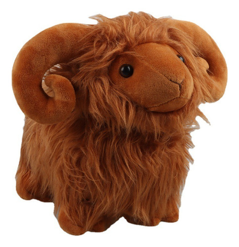 Marrón Highland Woolly Ram Sheep Muñeca Peluche Juguete 25cm