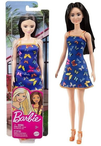 Barbie - Vestido Azul Con Mariposas - Original Mattel 