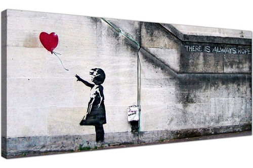 Cuadro Banksy Niña Globo Rojo Arte Moderno Lienzo Canvas