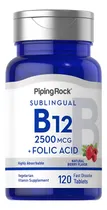 Comprar Vitamina B12 Sublingual 2500mcg + Ácido Fólico 400mcg 120tbs