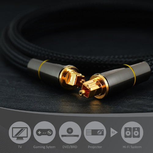 Imagen 2 de 8 de Cable De Audio Óptico Toslink De La Fibra De Hifi 5.1 Digita