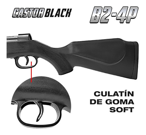 Imagen 4 de 10 de Rifle Aire Comprimido 5,5 Mm B2-4p Castor Mira 4x20 Funda