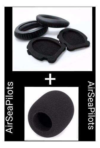 Kit 3 Pares Espuma Para Headset Bose A10 E A20 + Espuma Microfone Gratis