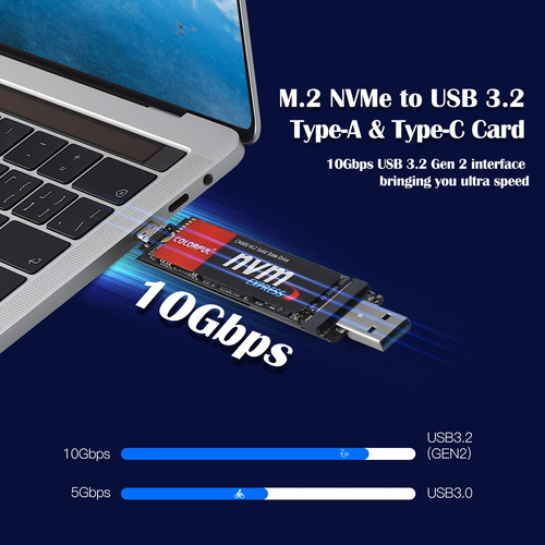 Adaptador M.2 Nvme Usb 3.2 Hdd M-key Tipo Tarjeta C (no Chip