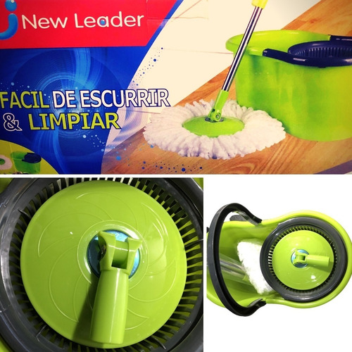 Balde Centrifugo New Leader Y Mopa Microfibra