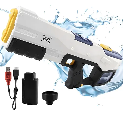 Pistola De Agua Eléctrica Con Absorción Automática De 300 Ml Y Batería Recargable – Alcance De 8-10 Metros, Diversión Para Niños Y Adultos